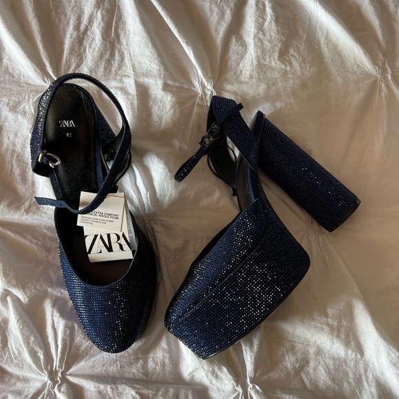 ✨SALE✨ ZARA RHINESTONE HEELED PLATFORM SHOES ✨SALE✨ - Picture 11 of 11